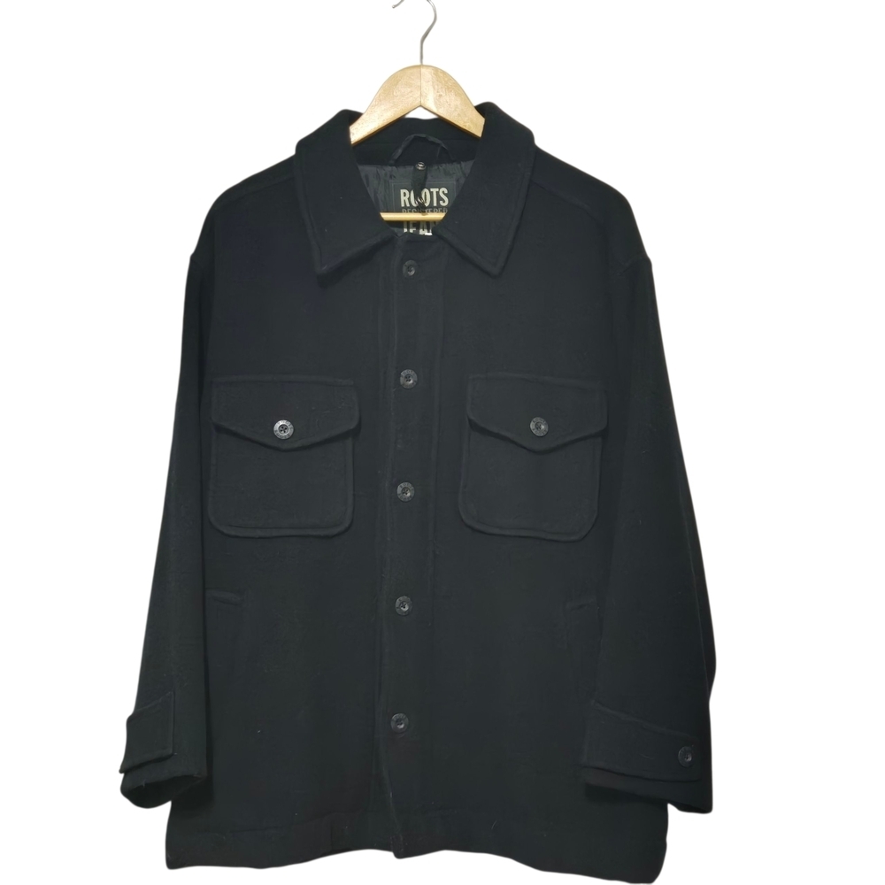 Roots Jeans Vintage Wool Blend Black Pea Coat Jacket Womens Small
